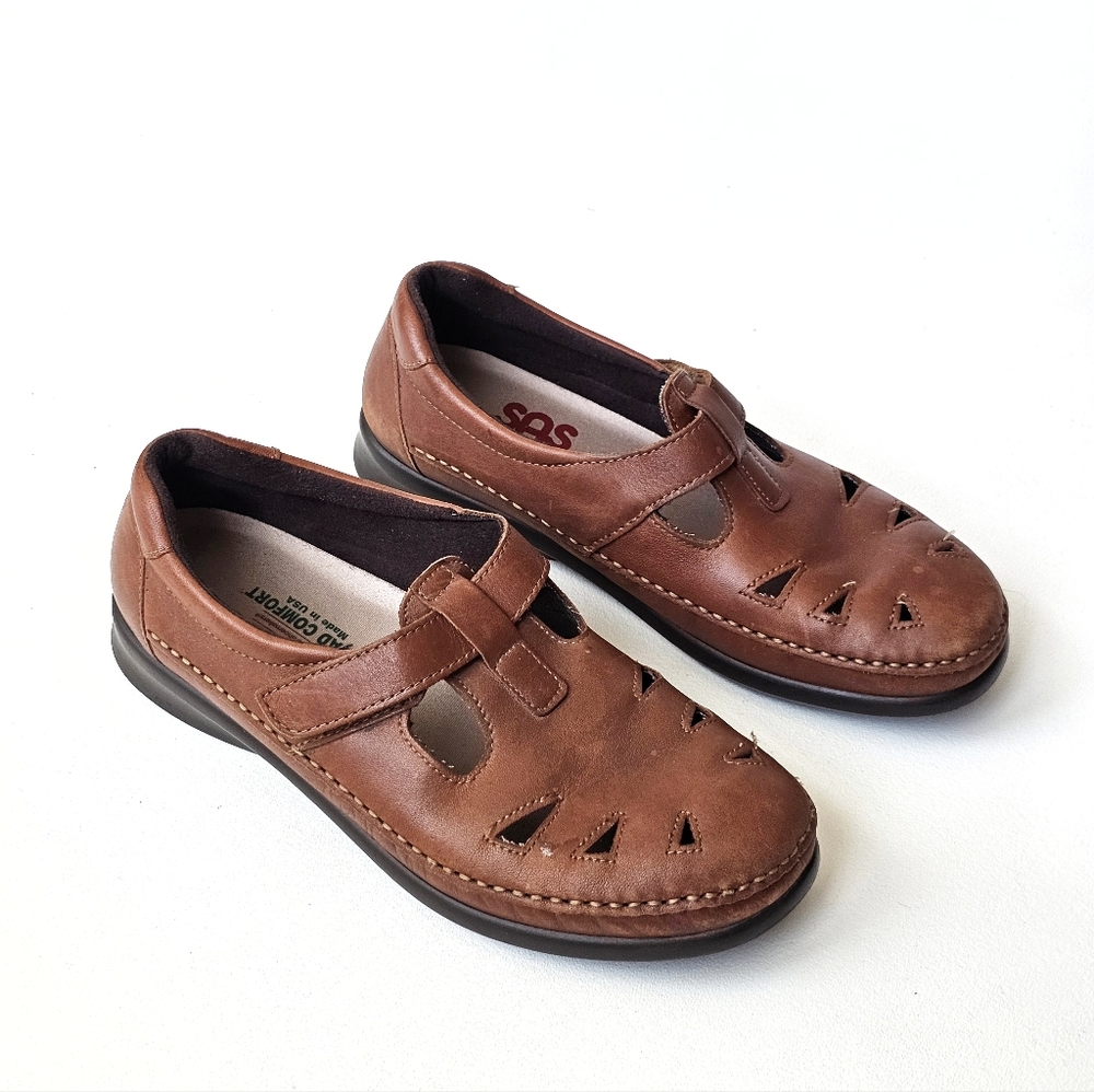 SAS Roamer Chestnut Brown Leather Mary Jane 8.5W Tripad Comfort USA